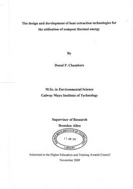 The Design and Development of Heat Extraction Technologies for the Utilisation of Compost Thermal Energy