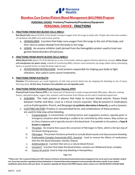 PERSONAL CHOICE: Fractions/Treatments/Procedures/Equipment PERSONAL CHOICE: FRACTIONS