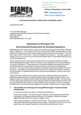Submission to the Inquiry Into Environmental Infrastructure For