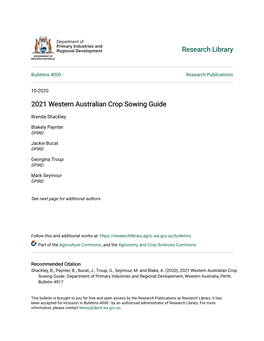 2021 Western Australian Crop Sowing Guide