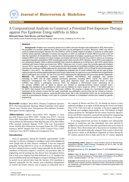 A Computational Analysis to Construct a Potential Post-Exposure Therapy Against Pox Epidemic Using Mirnas in Silico