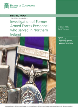 Investigation of Former Armed Forces Personnel Who