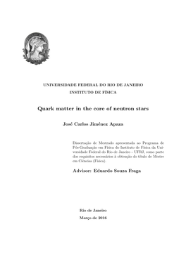 Quark Matter in the Core of Neutron Stars