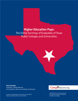 The Initial Earnings of Graduates of Texas Public Colleges and Universities