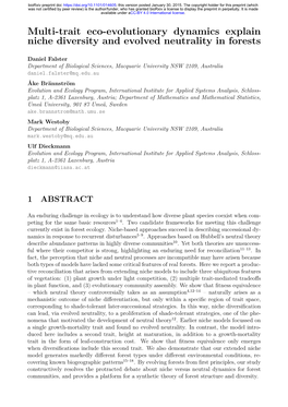 Multi-Trait Eco-Evolutionary Dynamics Explain Niche Diversity and Evolved Neutrality in Forests