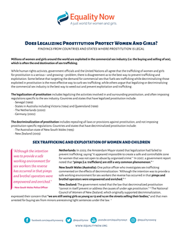 Does Legalizing Prostitution Protect Women and Girls? Findings from Countries and States Where Prostitution Is Legal