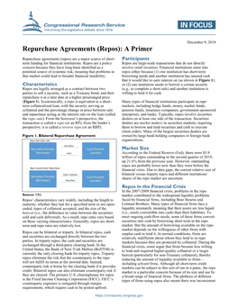 Repurchase Agreements (Repos): a Primer