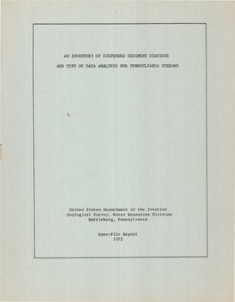 United States Department of the Interior Geological Survey, Water Resources Division Harrisburg, Pennsylvania