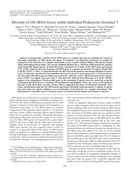 Diversity of 16S Rrna Genes Within Individual Prokaryotic Genomes †