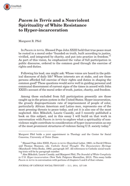 Pacem in Terris and a Nonviolent Spirituality of White Resistance to Hyper-Incarceration