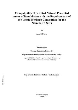 Compatibility of Selected Natural Protected Areas of Kazakhstan With