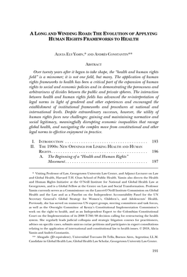 A Long and Winding Road: the Evolution of Applying Human Rights Frameworks to Health