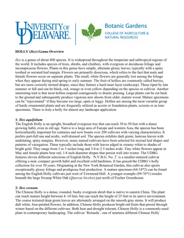 HOLLY-Genus-Overview.Pdf