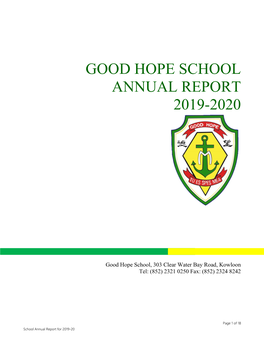 Good Hope School Annual Report 2019-2020