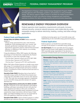 Renewable Energy Program Overview, Federal Energy Management Program