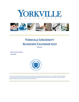 YORKVILLE UNIVERSITY ACADEMIC CALENDAR 2019 Ontario