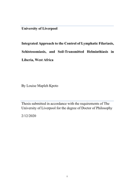 Integrated Approach to the Control of Lymphatic Filariasis