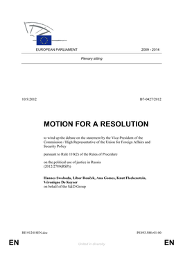 En En Motion for a Resolution