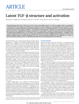 Latent TGF-Β Structure and Activation