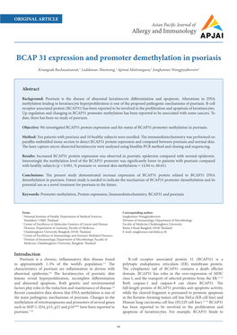 BCAP 31 Expression and Promoter Demethylation in Psoriasis