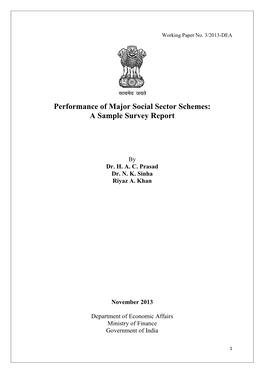 Performance of Major Social Sector Schemes: a Sample Survey Report