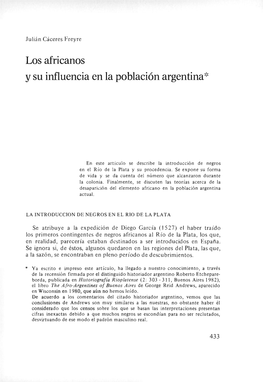 Los Africanos Y Su Influencia En La Población Argentina*