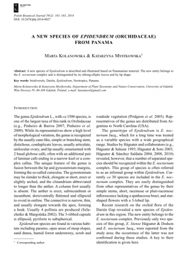 A NEW SPECIES of EPIDENDRUM (ORCHIDACEAE) from PANAMA Marta Kolanowska & Katarzyna Mystkowska1