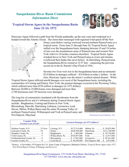 Tropical Storm Agnes in the Susquehanna Basin June 21-24, 1972