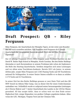 Draft Prospect: QB – Riley Ferguson