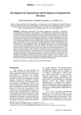 Development of Agrotourism and Its Impact on Regional Tax Revenue