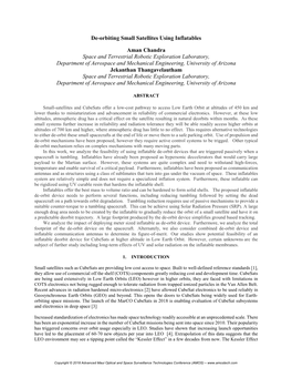 De-Orbiting Small Satellites Using Inflatables Aman Chandra Space