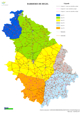 BARRIERES DE DEGEL Légende Catégorie a - Routes Non Vulnérables Au Dégel