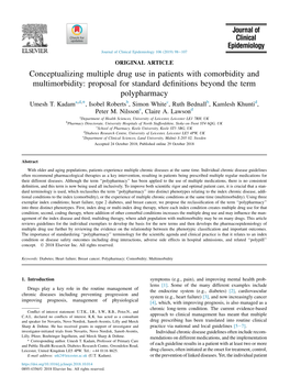 Conceptualizing Multiple Drug Use in Patients with Comorbidity and Multimorbidity: Proposal for Standard Deﬁnitions Beyond the Term Polypharmacy Umesh T