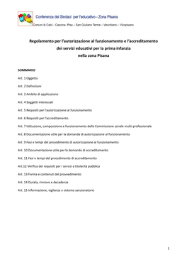 Regolamento Per L'autorizzazione Al Funzionamento E L'accreditamento Dei Servizi Educativi Per La Prima Infanzia