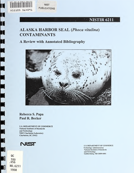 ALASKA HARBOR SEAL (Phoca Vitulina) CONTAMINANTS