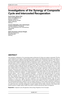 Investigations of the Synergy of Composite Cycle and Intercooled Recuperation