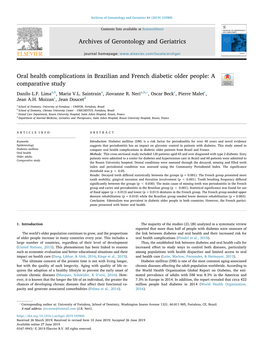 Oral Health Complications in Brazilian and French Diabetic Older People