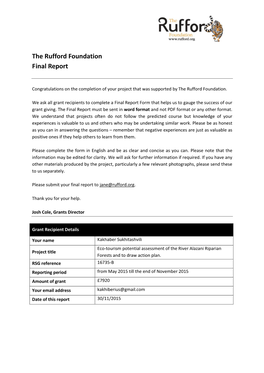 The Rufford Foundation Final Report