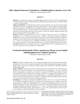 Hariharan, Risk-Adjusted Outcome Evaluation in a Mutlidisciplinary