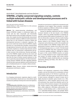 STRIPAK, a Highly Conserved Signaling Complex, Controls Multiple