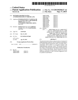 (12) Patent Application Publication (10) Pub. No.: US 2015/0258127 A1 Terzi Et Al