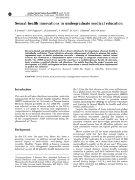 Sexual Health Innovations in Undergraduate Medical Education