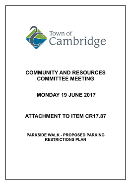 Community and Resources Committee Meeting Monday 19 June 2017