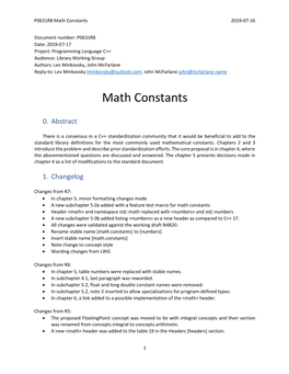 Math Constants 2019-07-16