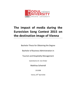 The Impact of Media During the Eurovision Song Contest 2015 on the Destination Image of Vienna