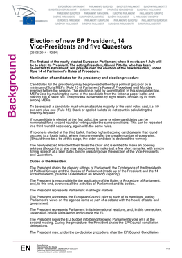 Background If No Candidate Is Elected at the First Ballot, the Same Or Other Candidates Can Be Nominated for a Second Round of Voting Under the Same Conditions