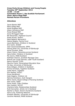 Cross Party Group Children and Young People Tuesday 24Th