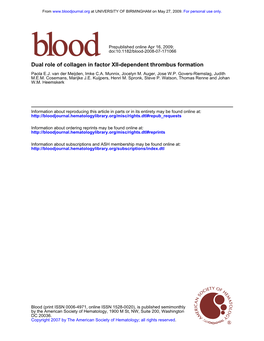 Dual Role of Collagen in Factor XII-Dependent Thrombus Formation