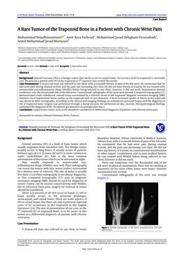 A Rare Tumor of the Trapezoid Bone in a Patient with Chronic Wrist Pain