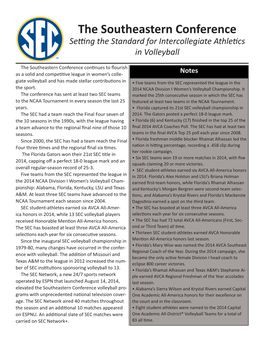 The Southeastern Conference Setting the Standard for Intercollegiate Athletics in Volleyball